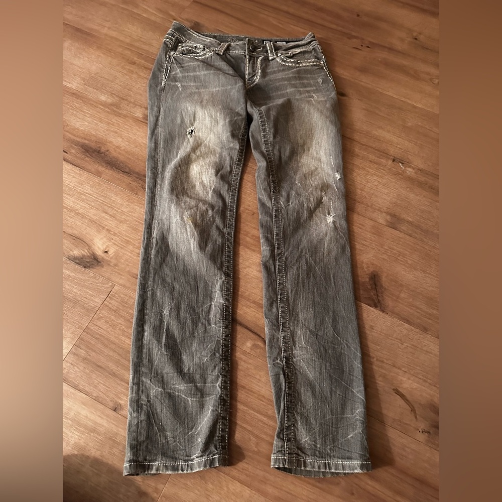 Miss Me JY50145 Skinny Distressed Womens Size 30 Gray Denim Jeans.